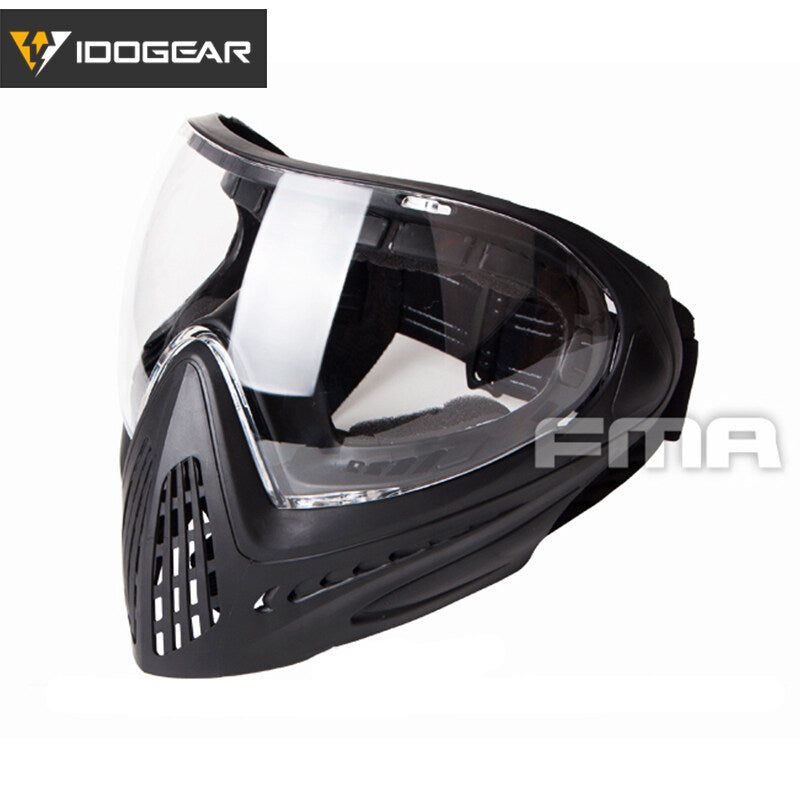 IDOGEAR Tactical Helmet & FMA F1 Full Face Mask Set with Single Layer Paintball Safety Anti-fog Goggle 5658