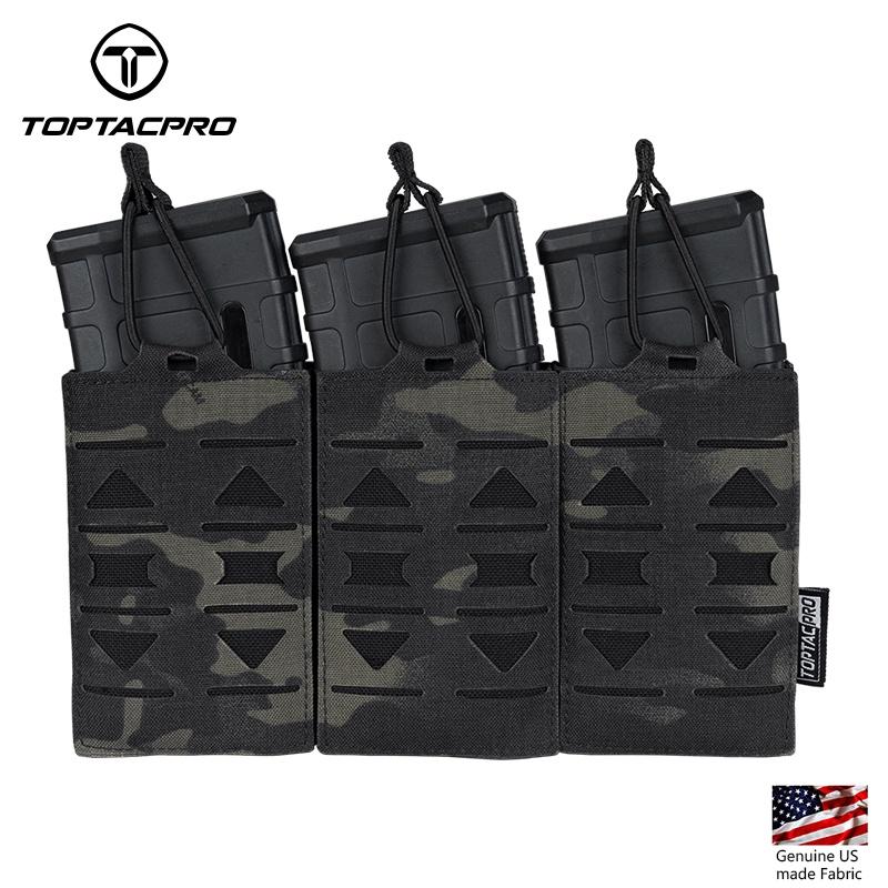 TOPTACPRO Tactical Mag Pouch Modular Triple Open Top Magazine Pouch for 5.56 Military MOLLE Mag Carrier 8515