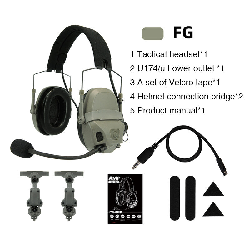 FMA & FCS AMP Tactical Headset With Communication Function Professional Noise Reduction V60 PTT Upgraded Military Wargame Noise Reduction Headset 1372