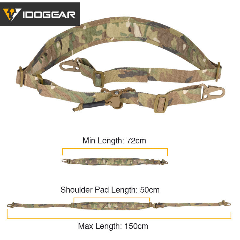 IDOGEAR Tactical Slings 2 Point Safety Sling Quick Adjust Padded Buckle Military Combat 2 Point Shoulder Strap Camera Slings Adjustable 3428