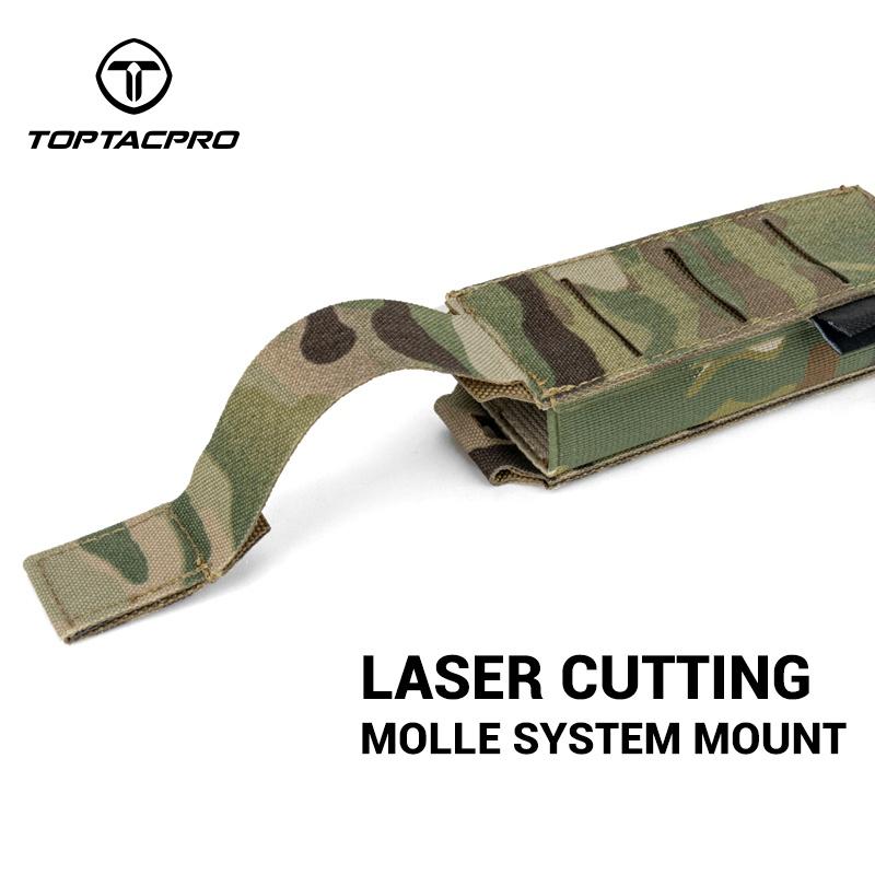 TOPTACPRO Tactical Magazine Pouch For 9mm Singel Mag Carrier MOLLE Magazine Holder Laser Cut 8513