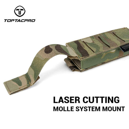 TOPTACPRO Tactical Magazine Pouch For 9mm Singel Mag Carrier MOLLE Magazine Holder Laser Cut 8513