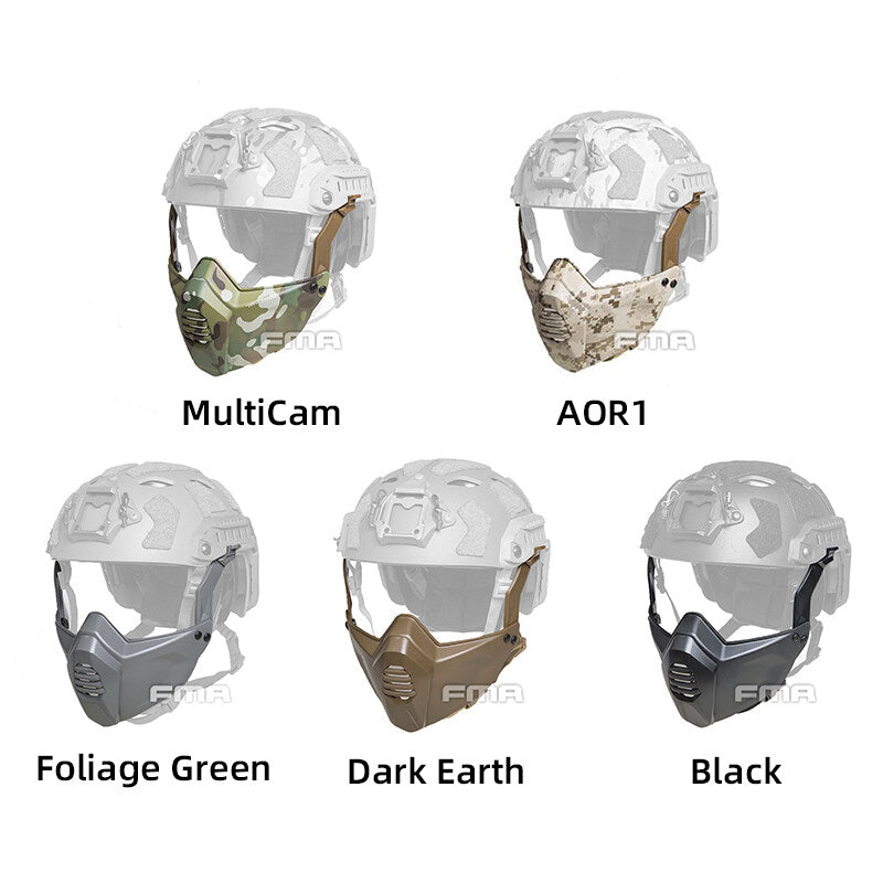 FMA Tactical Half Face Mask With Helmet Guide Rail Connect for SF Tactical Helmet TB1335