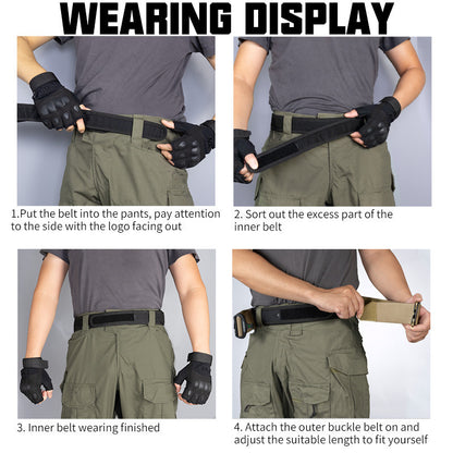 IDOGEAR Tactical 2" Belt with Adjustable Inner Belt MOLLE Metal Buckle Men Outdoor Hiking Training Camping Accessories 3415