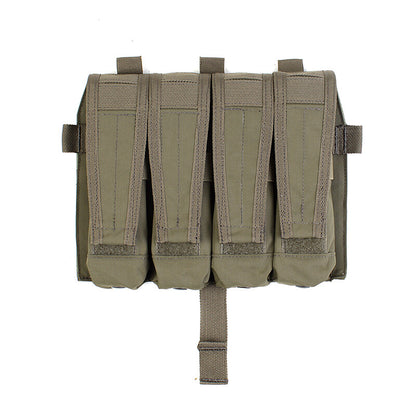 IDOGEAR PEW Tactical Quadruple Magazine Panle Pouch SMG Magazine Pouch Carrier for AVS Vest Detachable Flap SMG 9MM .45 Mag Pouch P046