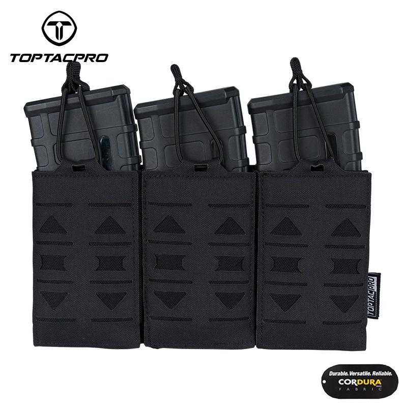 TOPTACPRO Tactical Mag Pouch Modular Triple Open Top Magazine Pouch for 5.56 Military MOLLE Mag Carrier 8515