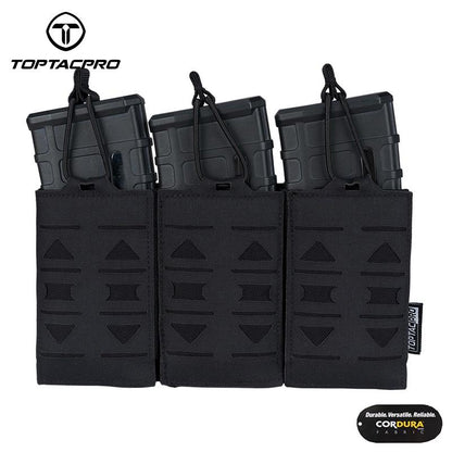 TOPTACPRO Tactical Mag Pouch Modular Triple Open Top Magazine Pouch for 5.56 Military MOLLE Mag Carrier 8515