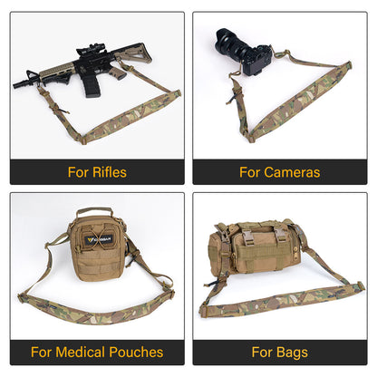 IDOGEAR Tactical Slings 2 Point Safety Sling Quick Adjust Padded Buckle Military Combat 2 Point Shoulder Strap Camera Slings Adjustable 3428