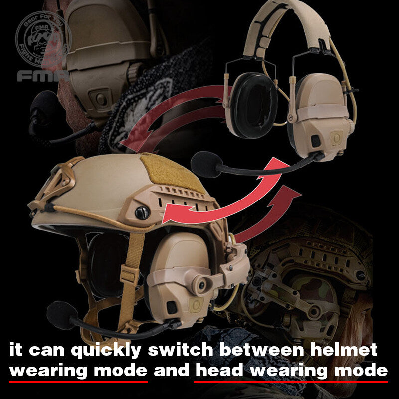 FMA & FCS AMP Tactical Headset With Communication Function Professional Noise Reduction V60 PTT Upgraded Military Wargame Noise Reduction Headset 1372
