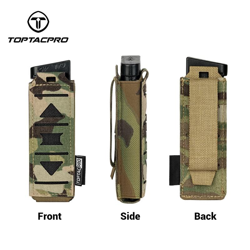 TOPTACPRO Tactical Magazine Pouch For 9mm Singel Mag Carrier MOLLE Magazine Holder Laser Cut 8513