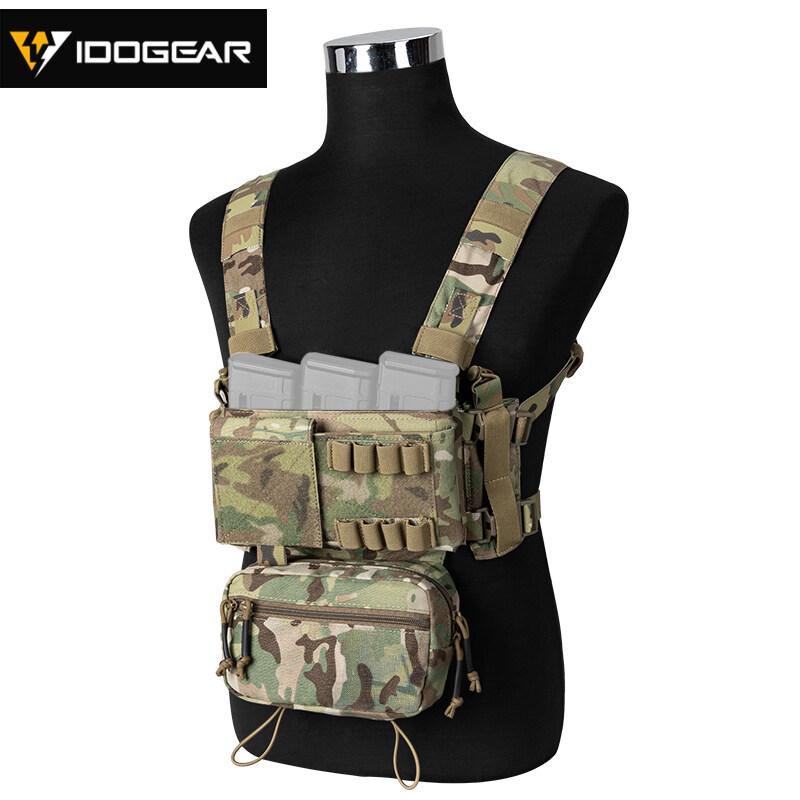 IDOGEAR Tactical Chest Rig Modular Lightweight Chest Rig MK3 Full Set Military w/ 5.56 Mag Pouch Pantiball Hiking Camping Outdoor Gear