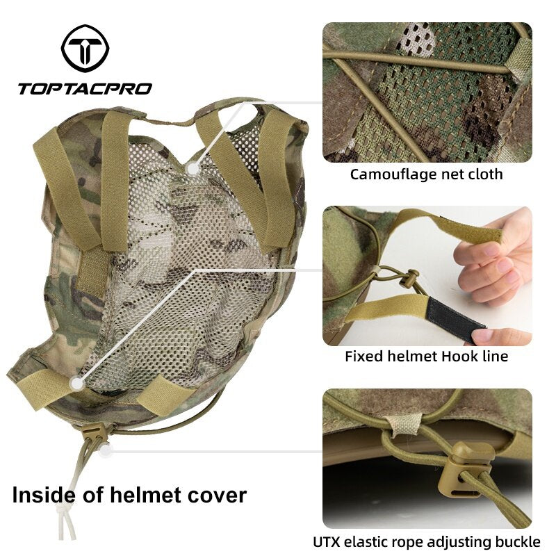 TOPTACPRO Tactical Helmet Cover for WENDY Helmet 500D Cordura Nylon Military Headwear Helmet Cloth Hook & Loop 8802