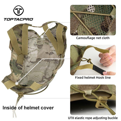 TOPTACPRO Tactical Helmet Cover for WENDY Helmet 500D Cordura Nylon Military Headwear Helmet Cloth Hook & Loop 8802