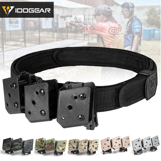 IDOGEAR IPSC USPSA IDPA Tactical IPSC Belt with FMA IPSC Triple Speed Magazine Pouch Tactical Military Belt Set Special Competition TB1331