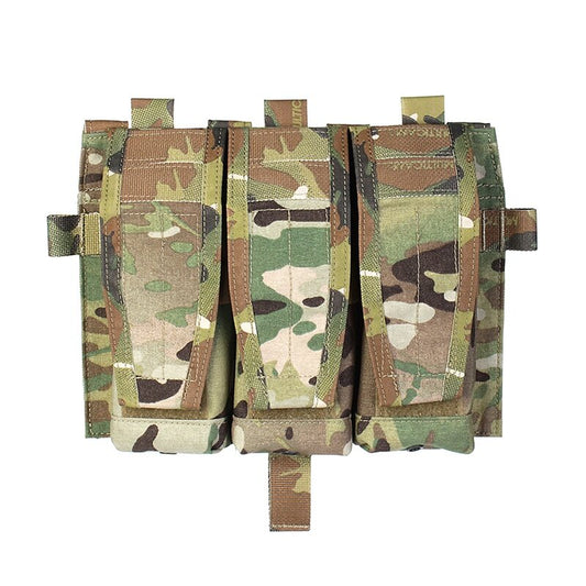 IDOGEAR PEW Tactical AVS Triple Magazine Pouch Detachable Flap M4 Magazine Pouch Hook & Loop 556 762 Mag Carrier Tactical Vest Front Panel with Mag Pouch P037 Wargame Survival Kit