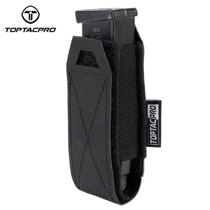 TOPTACPRO Tactical Single Magazine Pouch for 9mm Mag MOLLE SMG Mag Holder Laser Cut Quick Release Military Training Camo Mag Pouch 8501