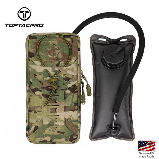 TOPTACPRO Tactical Hydration Pouch With Inner Bladder Water Bag Laser Cut MOLLE Hydration Pouch 8504