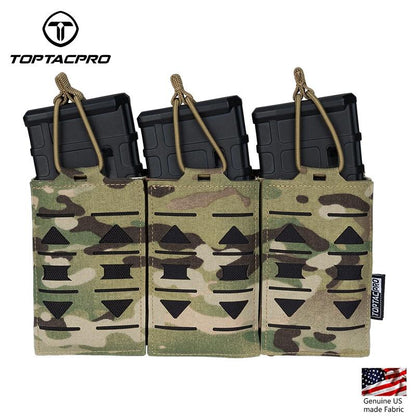 TOPTACPRO Tactical Mag Pouch Modular Triple Open Top Magazine Pouch for 5.56 Military MOLLE Mag Carrier 8515