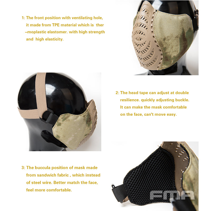 FMA Tactical Face Mask Combat Face Cover Breathable Mesh TPU military Cycling Half Face Mask Tactical Military Gear 1296
