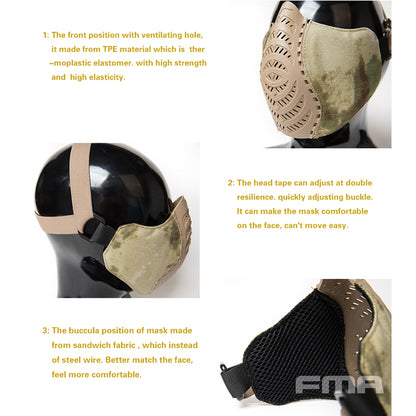 FMA Tactical Face Mask Combat Face Cover Breathable Mesh TPU military Cycling Half Face Mask Tactical Military Gear 1296