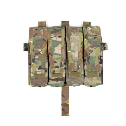 IDOGEAR PEW Tactical Quadruple Magazine Panle Pouch SMG Magazine Pouch Carrier for AVS Vest Detachable Flap SMG 9MM .45 Mag Pouch P046