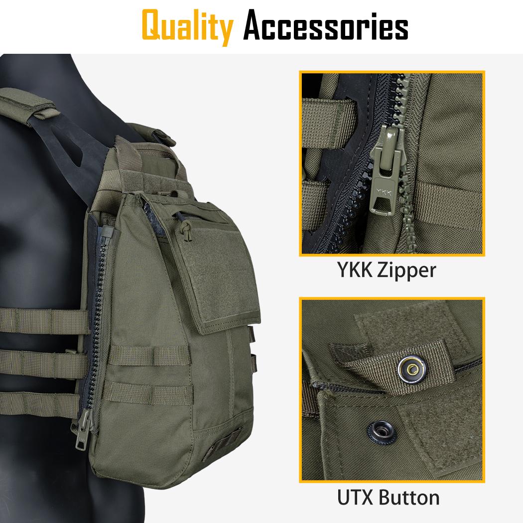 IDOGEAR Tactical Zip on Panel Pouch Military Molle Backpack Plate Carrier Bag For CPC AVS JPC2.0 NCPC Vest 3531