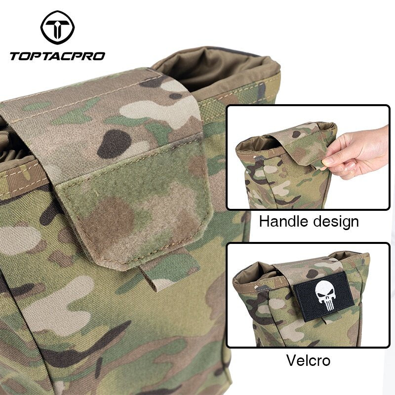 TOPTACPRO Tactical Drop Pouch Dump Pouch MOLLE Foldable Recycling Bag Military Multi-function Tool Pouch 8520