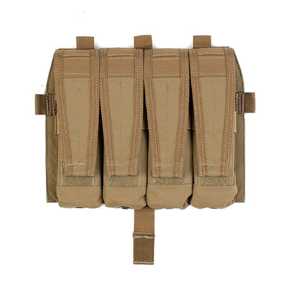 IDOGEAR PEW Tactical Quadruple Magazine Panle Pouch SMG Magazine Pouch Carrier for AVS Vest Detachable Flap SMG 9MM .45 Mag Pouch P046