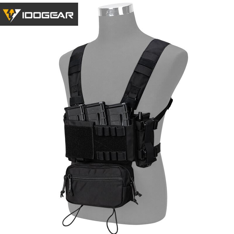 IDOGEAR Tactical Chest Rig Modular Lightweight Chest Rig MK3 Full Set Military w/ 5.56 Mag Pouch Pantiball Hiking Camping Outdoor Gear