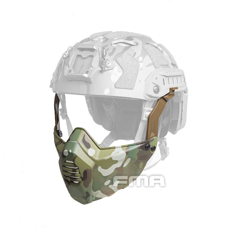 FMA Tactical Half Face Mask with Helmet Rail Connect for SF Tactical Helmet Military Face Protector Tactical Training Wargame Half Face Mask TB1335