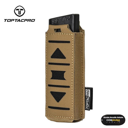 TOPTACPRO Tactical Magazine Pouch For 9mm Singel Mag Carrier MOLLE Magazine Holder Laser Cut 8513