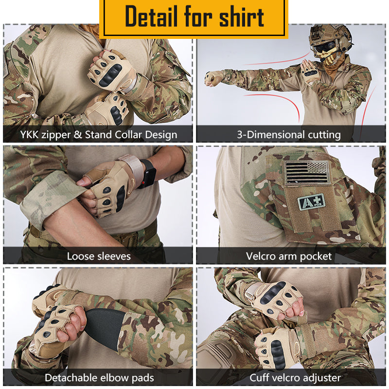 TOP SALE🔥| Tactical Uniform BDU G3 Combat Shirt & Pants with Knee Pads Update Ver Men's Camo Airsoft Military Uniforms  UT3004