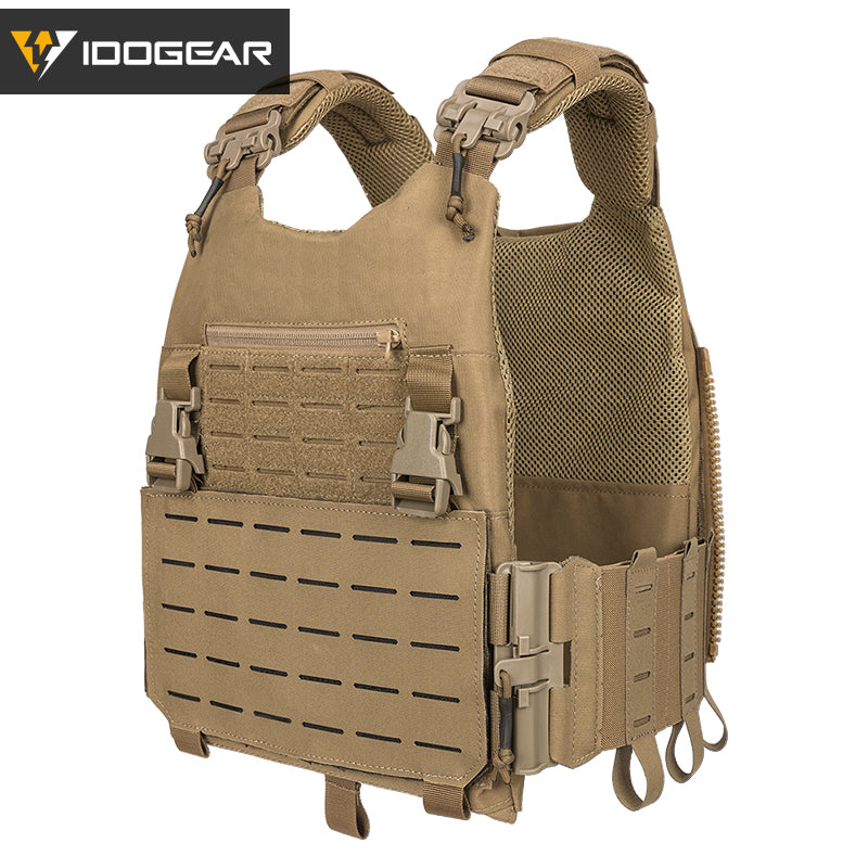 IDOGEAR LSR 500D Tactical Vest Training With Elastic Sides Combat Vest Quick Release Laser Cut Military Plate Carrier 3318