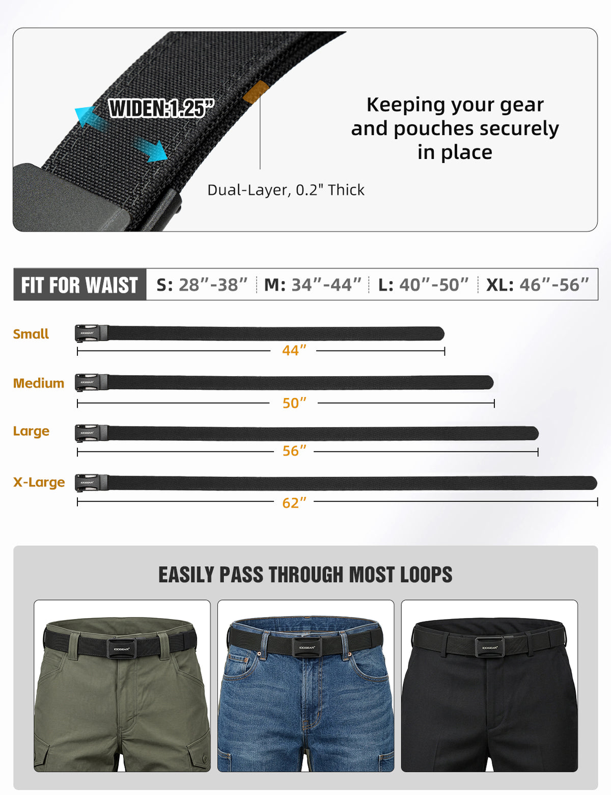 IDOGEAR Men's 1.25" Nylon Ratchet Belt Adjustable Duty CCW Belts 3443