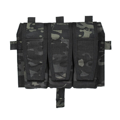 IDOGEAR PEW Tactical AVS Triple Magazine Pouch Detachable Flap M4 Magazine Pouch Hook & Loop 556 762 Mag Carrier Tactical Vest Front Panel with Mag Pouch P037 Wargame Survival Kit