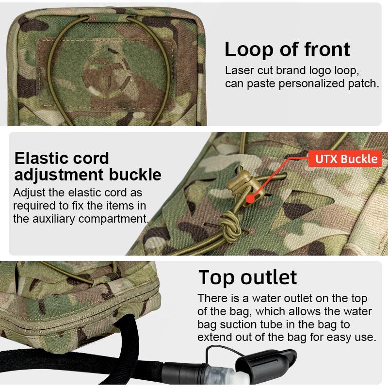 TOPTACPRO Tactical Hydration Pouch With Inner Bladder Water Bag Laser Cut MOLLE Hydration Pouch 8504