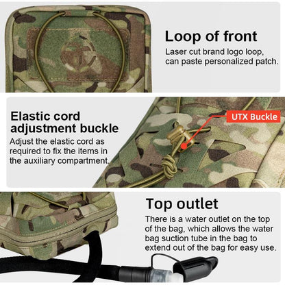 TOPTACPRO Tactical Hydration Pouch With Inner Bladder Water Bag Laser Cut MOLLE Hydration Pouch 8504