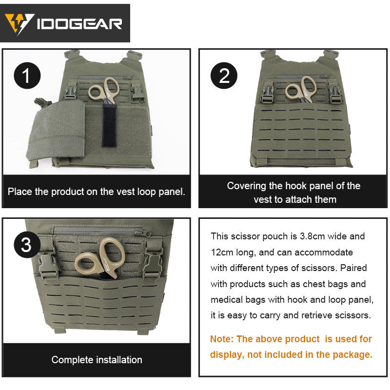 IDOGEAR Tactical Shear Holder Scissor Pouch Hook & Loop For MK3 Chest Rig 3954