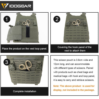 IDOGEAR Tactical Shear Holder Scissor Pouch Hook & Loop For MK3 Chest Rig 3954