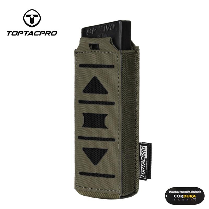 TOPTACPRO Tactical Magazine Pouch For 9mm Singel Mag Carrier MOLLE Magazine Holder Laser Cut 8513