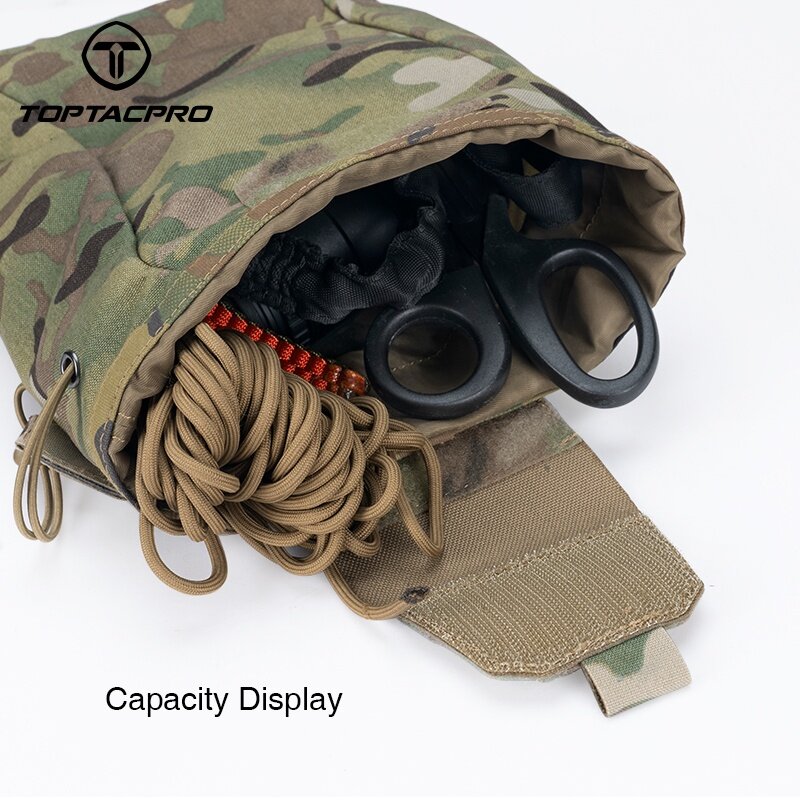 TOPTACPRO Tactical Drop Pouch Dump Pouch MOLLE Foldable Recycling Bag Military Multi-function Tool Pouch 8520