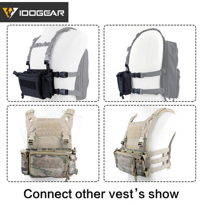 IDOGEAR Tactical Chest Rig Pouch With 4 Magazine Pouches Tactical Training Gear 3307 Outdoor Camping Hiking Kits