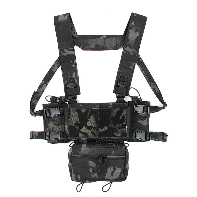 IDOGEAR PEW Tactical MK3/MK4 Chest Rig D3 500D Original Matte Cordura Fabric MK4 Full Set Chest Rig with Radio Pouch with Drop Pouch IDOGEAR & PEW Tactical Chest Rig VT01