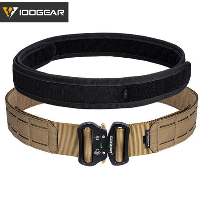 IDOGEAR Tactical 2" Belt with Adjustable Inner Belt MOLLE Metal Buckle Men Outdoor Hiking Training Camping Accessories 3415