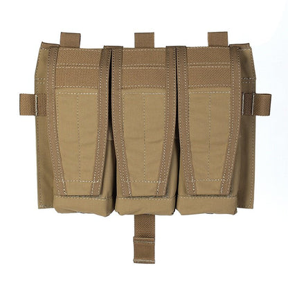 IDOGEAR PEW Tactical AVS Triple Magazine Pouch Detachable Flap M4 Magazine Pouch Hook & Loop 556 762 Mag Carrier Tactical Vest Front Panel with Mag Pouch P037 Wargame Survival Kit