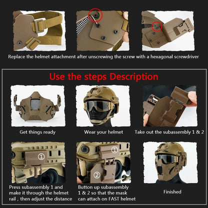 IDOGEAR Tactical JAY Fast Half Face Mask Breathable Mesh Modular Design for Fast Helmet 3603