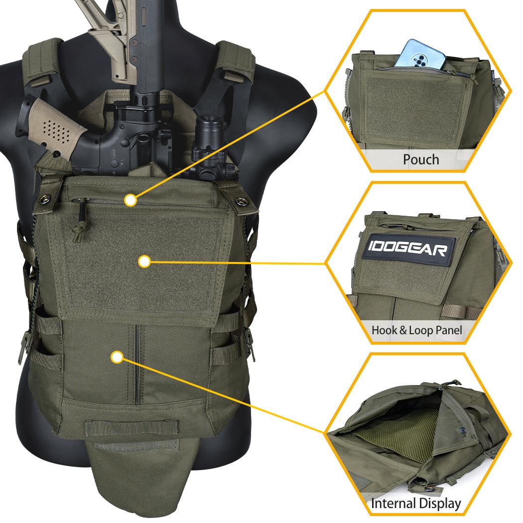 IDOGEAR Tactical Zip on Panel Pouch Military Molle Backpack Plate Carrier Bag For CPC AVS JPC2.0 NCPC Vest 3531