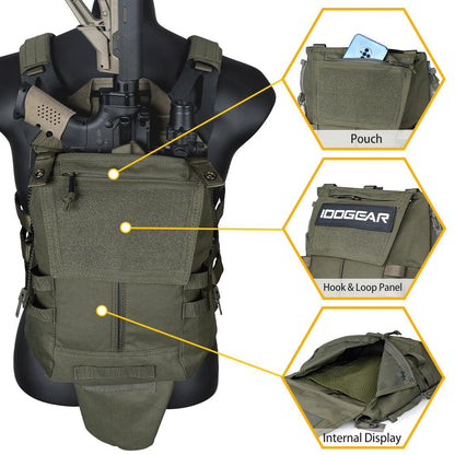 IDOGEAR Tactical Zip on Panel Pouch Military Molle Backpack Plate Carrier Bag For CPC AVS JPC2.0 NCPC Vest 3531