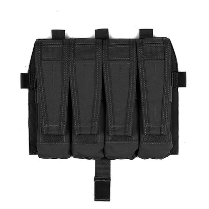 IDOGEAR PEW Tactical Quadruple Magazine Panle Pouch SMG Magazine Pouch Carrier for AVS Vest Detachable Flap SMG 9MM .45 Mag Pouch P046