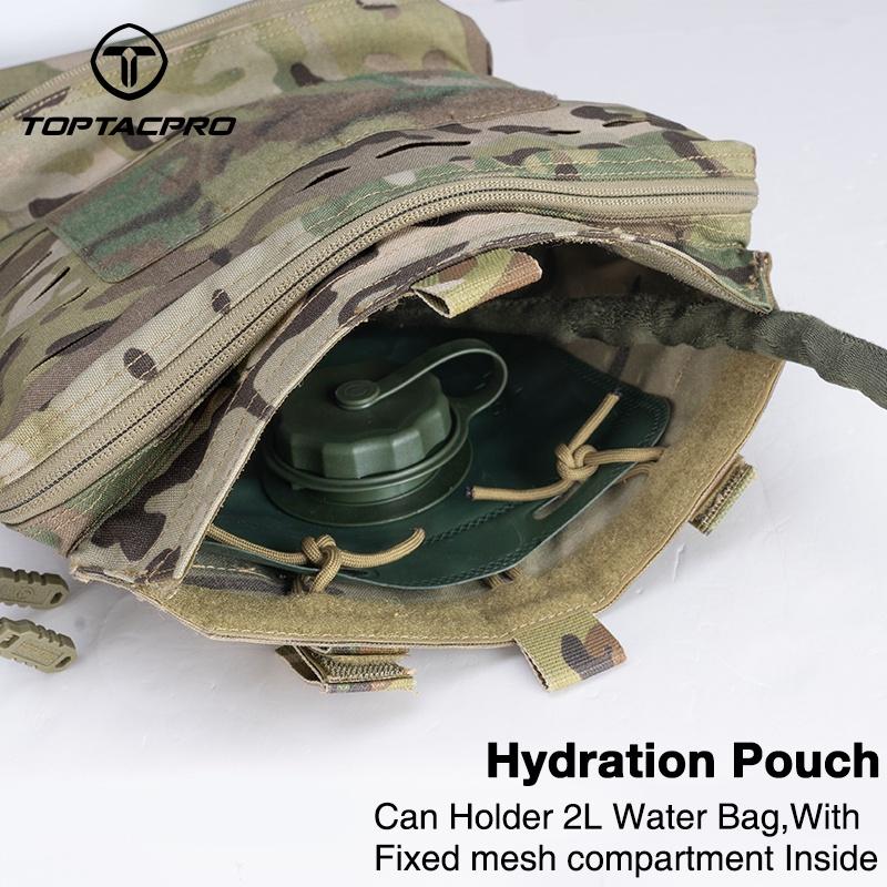 TOPTACPRO Tactical Hydration Backpack 2L MOLLE Water Bag Hydration Pouch Backpack Double Sundries Pouch 500D Cordura Nylon 8505